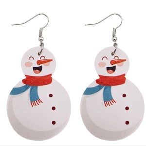 Snowman leather drop earrings